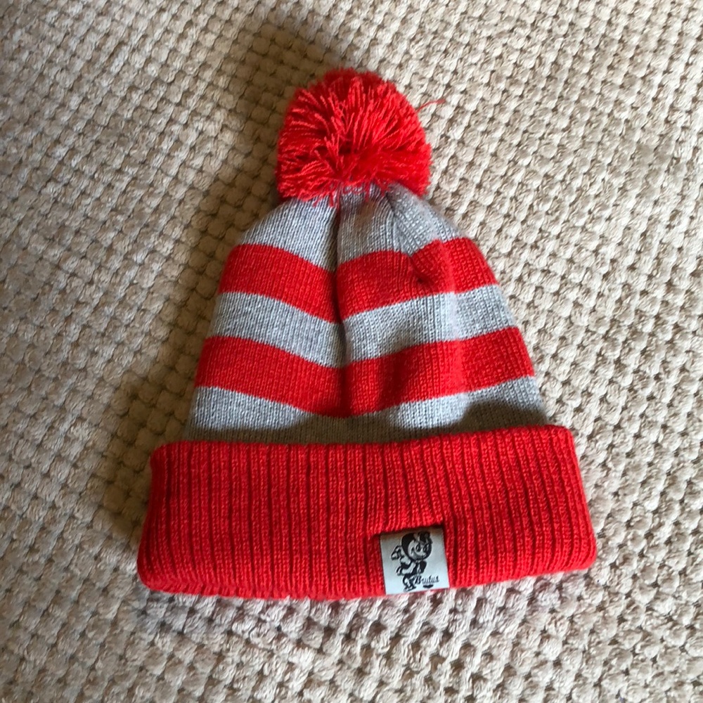 Ohio State beanie hat with pom-pom